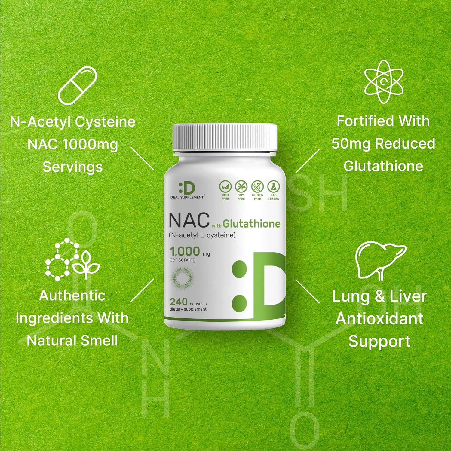 DEAL SUPPLEMENT NAC Supplement (N-Acetyl Cysteine) 1,000mg Per Serving with Reduced Glutathione, 240 Capsules – Antioxidant Support for Immune Health, Lung, & Liver Function - PrimeBioHealth - canada supplements