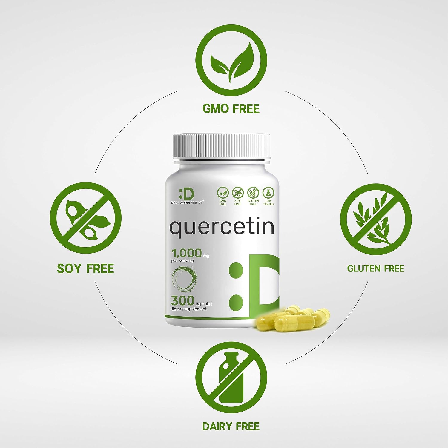 DEAL SUPPLEMENT Quercetin 1,000mg Per Serving, 300 Capsules – Healthy Immune Support Supplements, High Bioavailable Flavonoids, Natural Antioxidant – Non-GMO, Soy Free, No Gluten - PrimeBioHealth - canada supplements