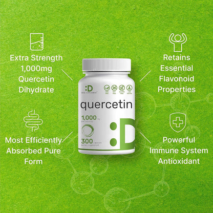 DEAL SUPPLEMENT Quercetin 1,000mg Per Serving, 300 Capsules – Healthy Immune Support Supplements, High Bioavailable Flavonoids, Natural Antioxidant – Non-GMO, Soy Free, No Gluten - PrimeBioHealth - canada supplements