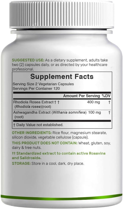 DEAL SUPPLEMENT Rhodiola Rosea with Ashwagandha, 240 Veggie Capsules – Rhodiola Rosea Supplement – Rhodiola & Ashwagandha Blend – Non-GMO - PrimeBioHealth - canada supplements