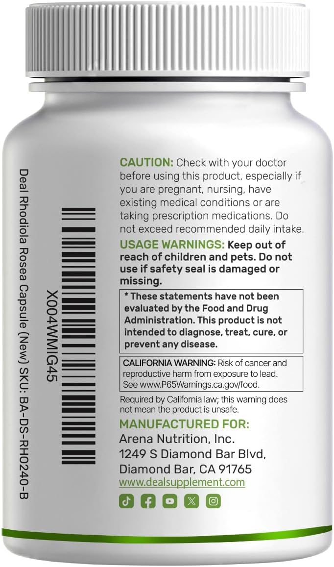 DEAL SUPPLEMENT Rhodiola Rosea with Ashwagandha, 240 Veggie Capsules – Rhodiola Rosea Supplement – Rhodiola & Ashwagandha Blend – Non-GMO - PrimeBioHealth - canada supplements