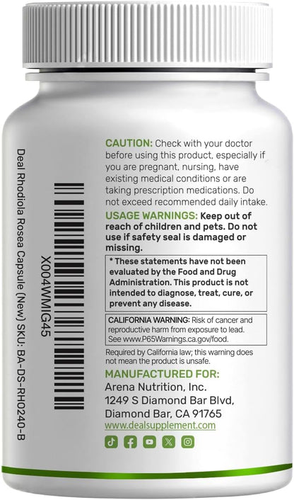 DEAL SUPPLEMENT Rhodiola Rosea with Ashwagandha, 240 Veggie Capsules – Rhodiola Rosea Supplement – Rhodiola & Ashwagandha Blend – Non-GMO - PrimeBioHealth - canada supplements