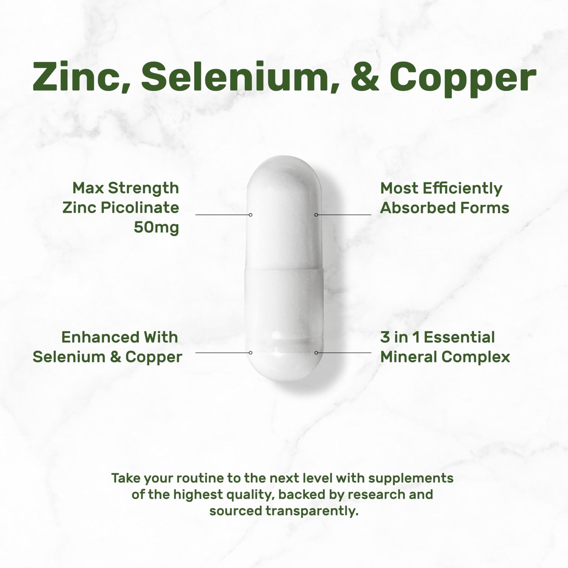 Deal Supplement Zinc 50mg with Selenium + Copper, 240 Capsules, 8 Month Supply, 3 in 1 Mineral Formula, Zinc Picolinate Complex Supplement - PrimeBioHealth - canada supplements