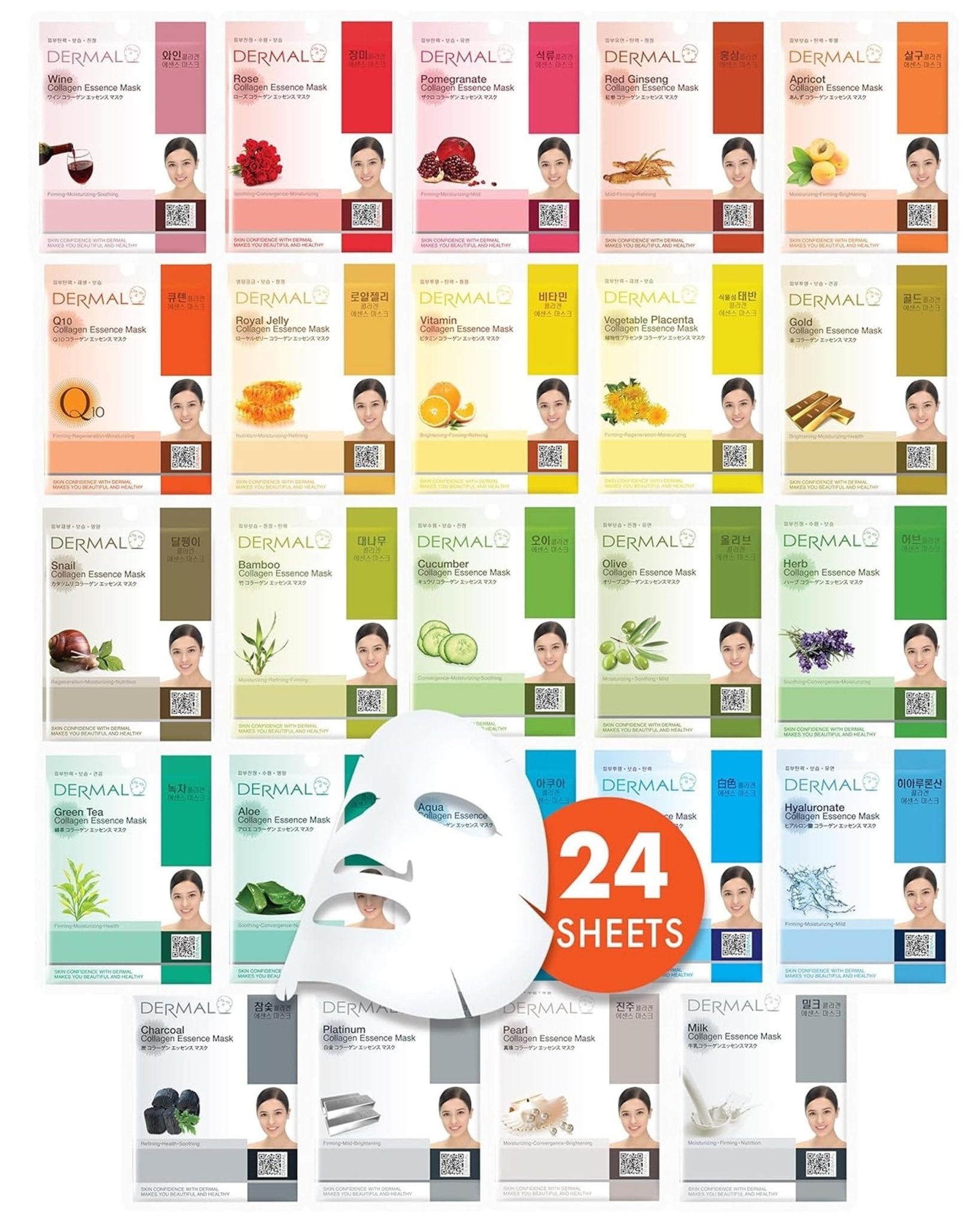 DERMAL 24 Combo Pack Made in Korea Facial Mask – 20+ Years of K-Beauty Experience, - PrimeBioHealth - canada supplements