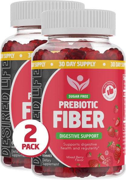 Desired Life Prebiotic Fiber Gummies for Adults and Kids – 4g Sugar Free Natural Berry Flavored Gummies - Supports Digestive Health - PrimeBioHealth - canada supplements