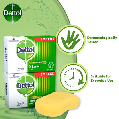 Dettol Anti Bacterial Original Soap 100g Twin Pack Dermatologically Tested - PrimeBioHealth - canada supplements