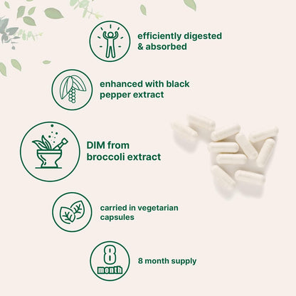 DIM Active Supplement, DIM 300mg, 240 Veggie Capsules (8-Month Supply), 2 in 1 Formula, Estrogen Metabolism, Premium DIM-Plus Broccoli Extract Supplement With Black Pepper for Better Absorption - PrimeBioHealth - canada supplements