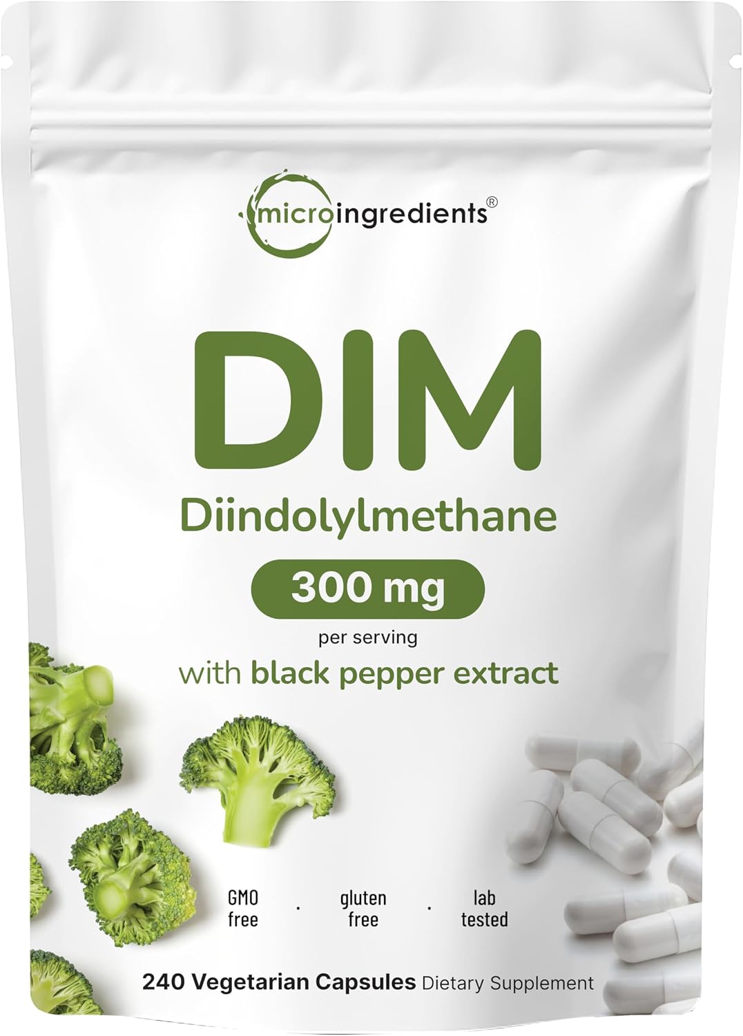 DIM Active Supplement, DIM 300mg, 240 Veggie Capsules (8-Month Supply), 2 in 1 Formula, Estrogen Metabolism, Premium DIM-Plus Broccoli Extract Supplement With Black Pepper for Better Absorption - PrimeBioHealth - canada supplements