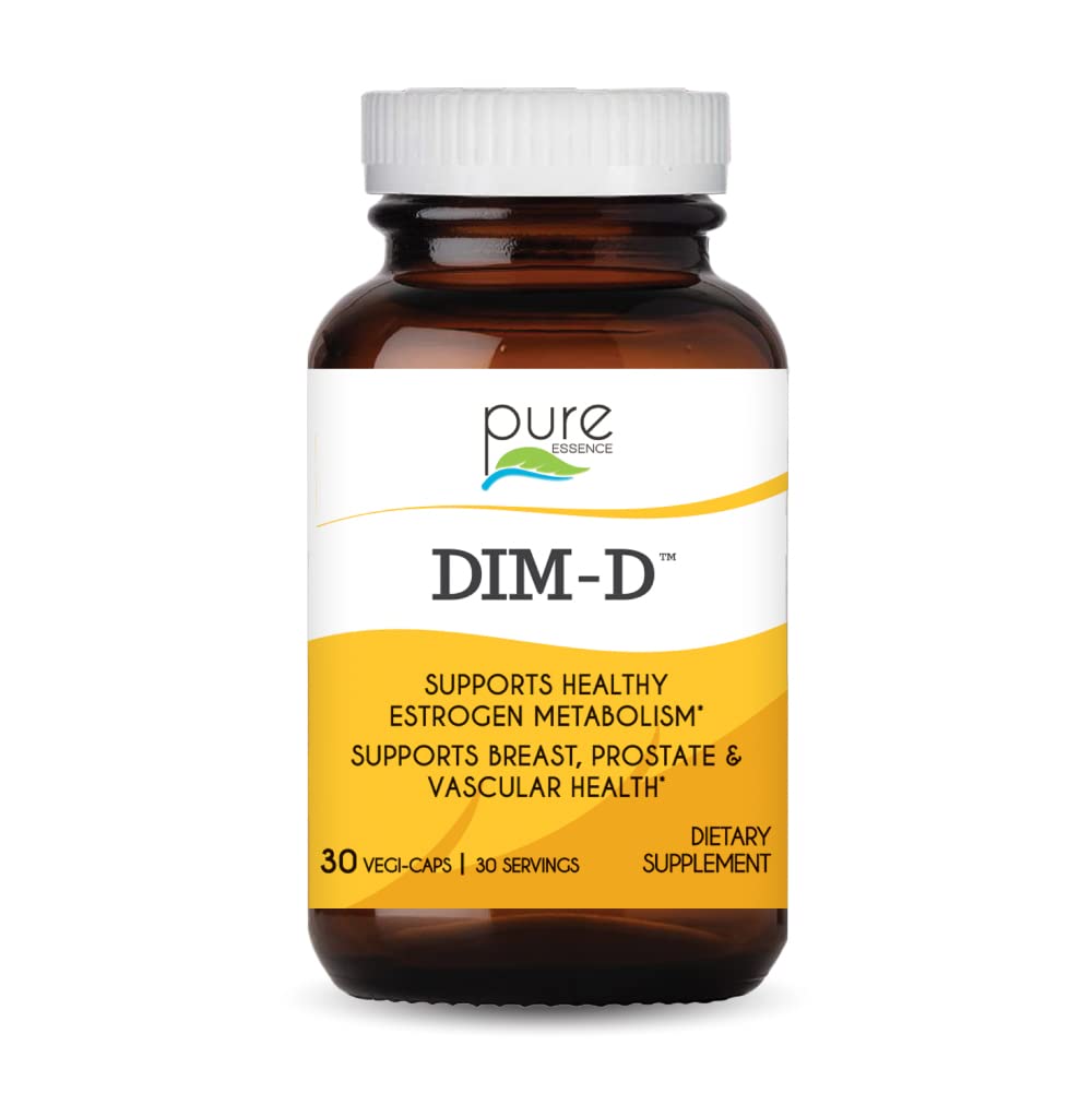 Dim D by Pure Essence - Natural Supplement for Estrogen Balance, Hormonal Acne, and Menopause Support with Vitamin D3, Calcium, Green Tea & Lycopene - 30 Capsules - PrimeBioHealth - canada supplements
