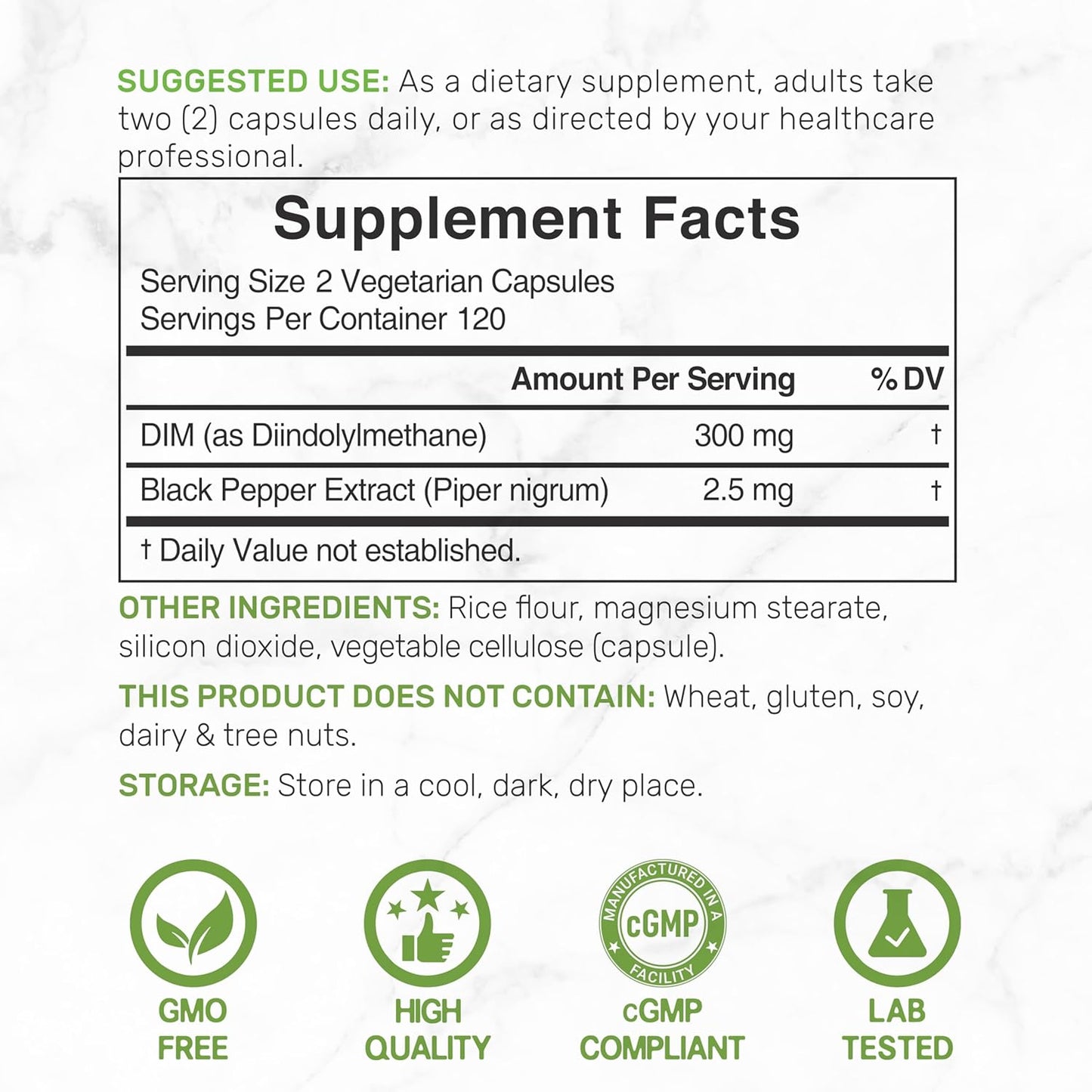 DIM Supplement 300mg with Black Pepper, 240 Vegetarian Caps, 4 Months Supply | 2-in-1 Dim Supplement for Women & Men | Diindolylmethane Plus Black Pepper Extract for Enhanced Absorption* - PrimeBioHealth - canada supplements