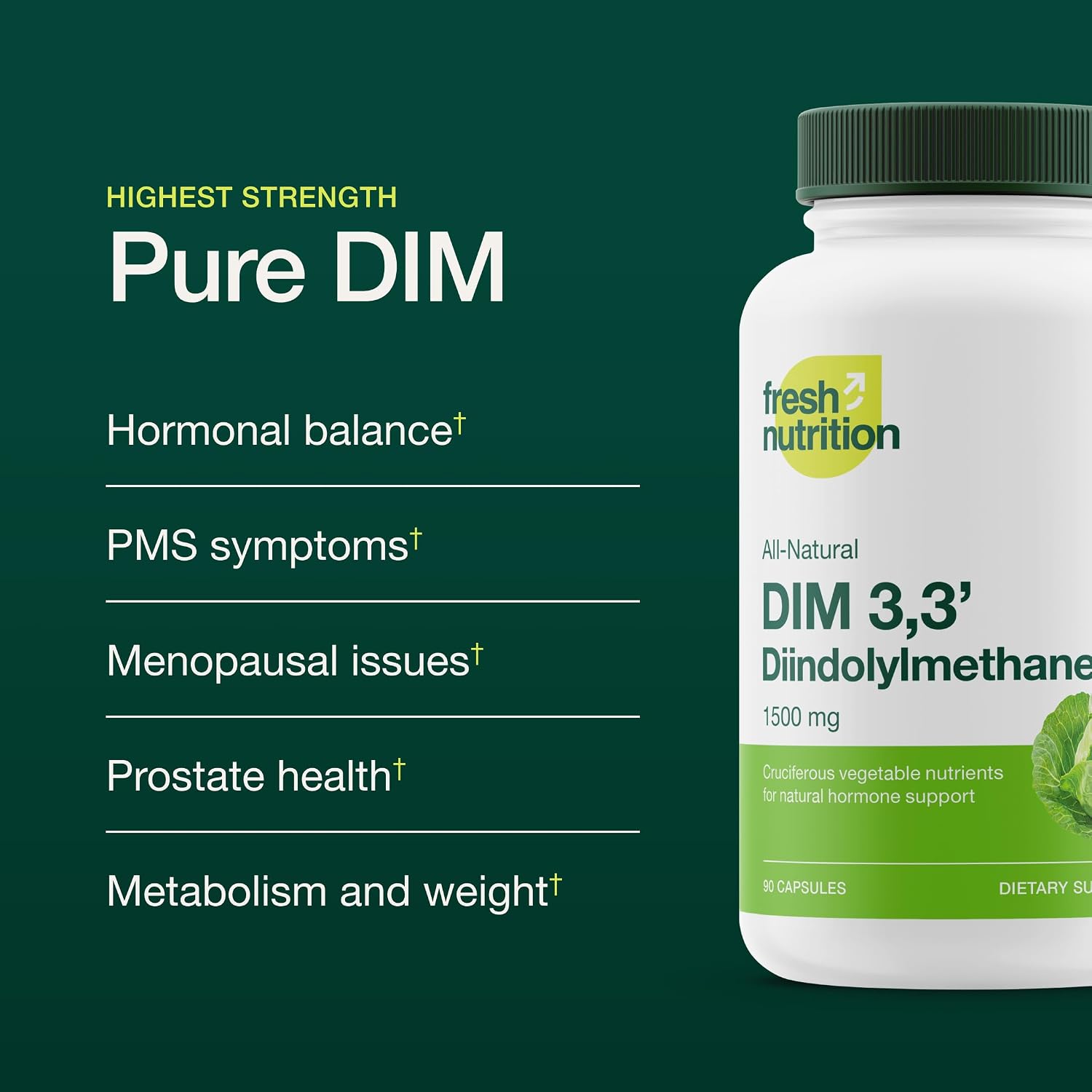 DIM Supplement 500mg - Diindolylmethane – Vegan, Non-GMO, Gluten-Free - 90 Capsules - PrimeBioHealth - canada supplements