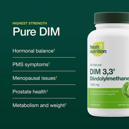 DIM Supplement 500mg - Diindolylmethane – Vegan, Non-GMO, Gluten-Free - 90 Capsules - PrimeBioHealth - canada supplements