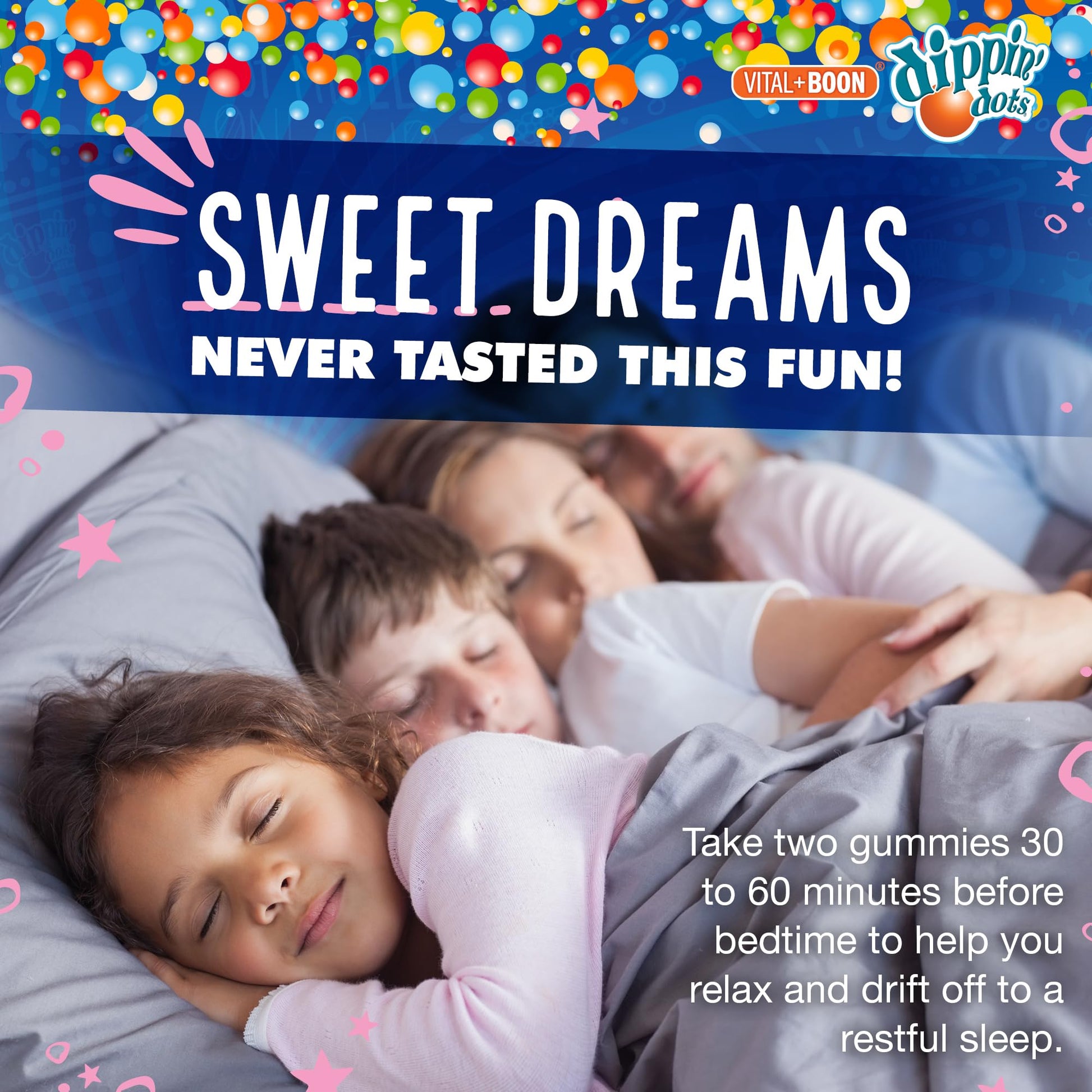 Dippin Dots - Melatonin Gummies for Kids & Adults (60 Days Supply) Strawberry Sunset Creme Flavor | 2.5mg Per Kids Melatonin Supplement for Faster, - PrimeBioHealth - canada supplements