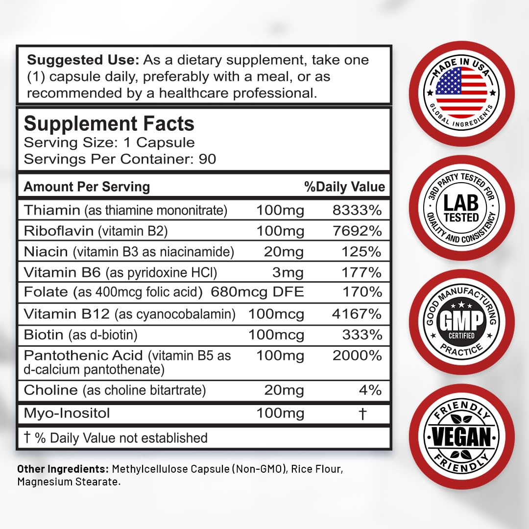 Divine Bounty Super B Complex Vitamins - All B Vitamins Including B12, B1, B2, B3, B5, B6, B7, B9, Folic Acid - Vitamin B Supplement - PrimeBioHealth - canada supplements