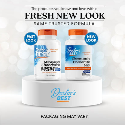 Doctor's BEST Glucosamine Chondroitin MSM - Joint Health Support Supplement for Women & Men, Nutritional Support for Joint Strength, Hair, Skin, & Nails, Gluten Free, Non GMO - 240 Capsules - PrimeBioHealth - canada supplements