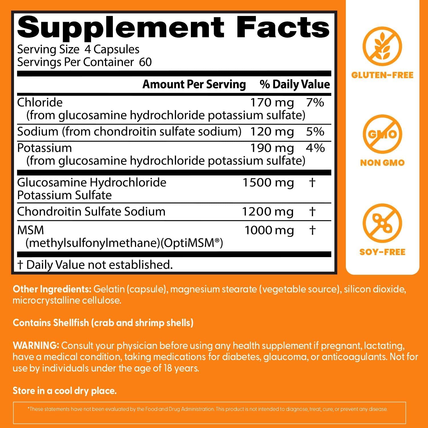 Doctor's BEST Glucosamine Chondroitin MSM - Joint Health Support Supplement for Women & Men, Nutritional Support for Joint Strength, Hair, Skin, & Nails, Gluten Free, Non GMO - 240 Capsules - PrimeBioHealth - canada supplements