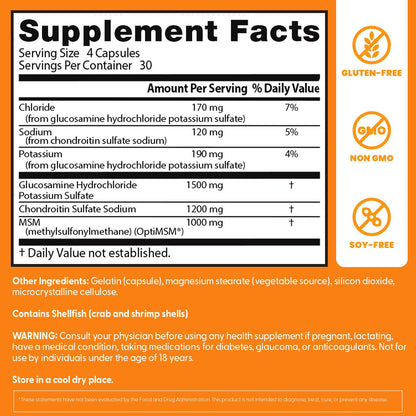 Doctor's BEST Glucosamine Chondroitin MSM - Joint Health Support Supplement for Women & Men, Nutritional Support for Joint Strength, Hair, Skin, & Nails, Gluten Free, Non GMO - 240 Capsules - PrimeBioHealth - canada supplements