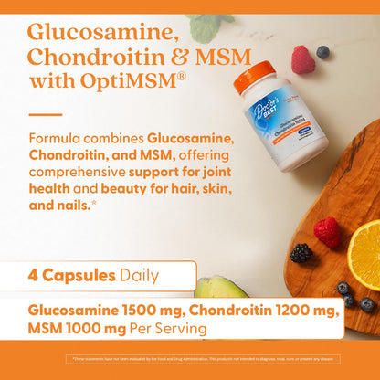 Doctor's BEST Glucosamine Chondroitin MSM - Joint Health Support Supplement for Women & Men, Nutritional Support for Joint Strength, Hair, Skin, & Nails, Gluten Free, Non GMO - 240 Capsules - PrimeBioHealth - canada supplements