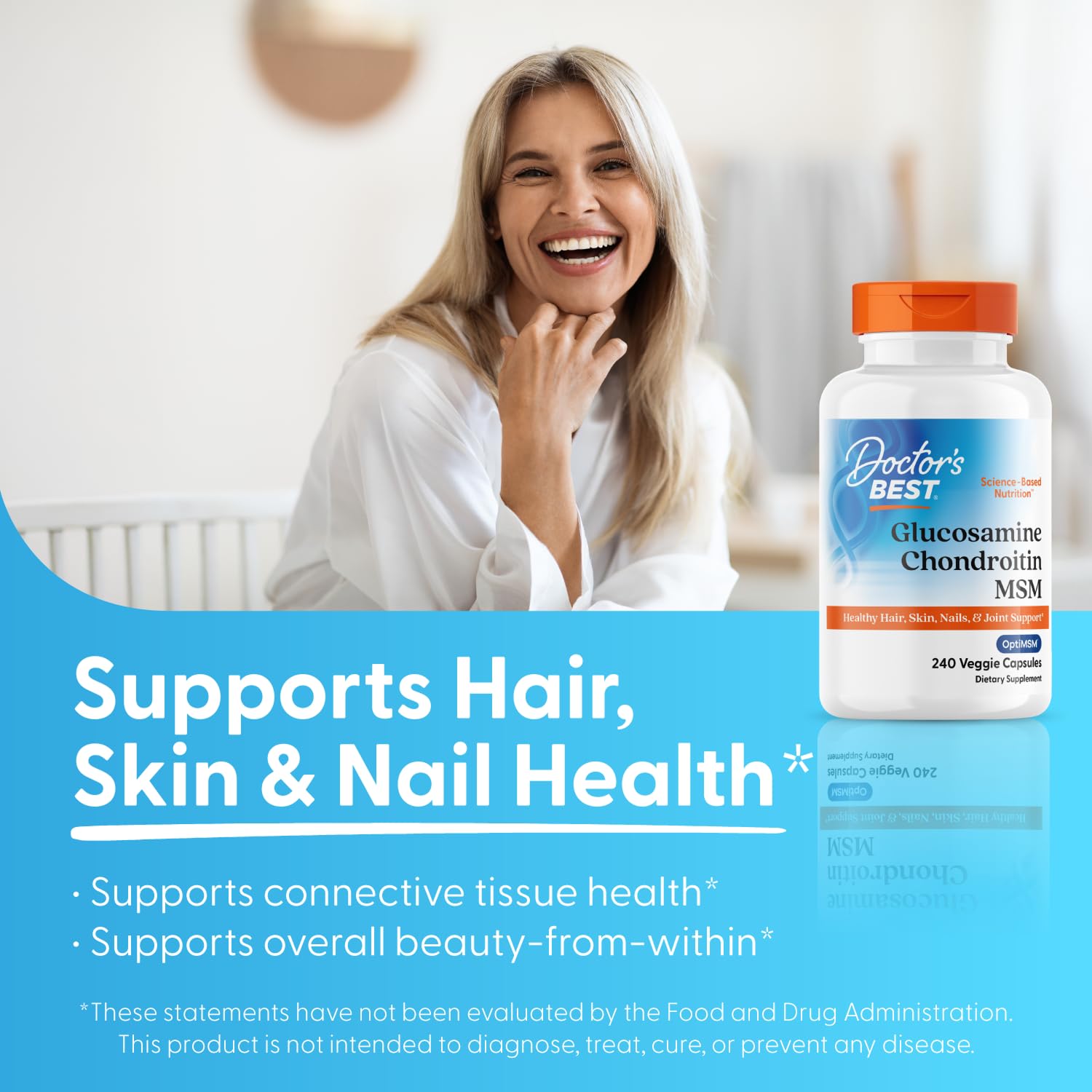 Doctor's BEST Glucosamine Chondroitin MSM - Joint Health Support Supplement for Women & Men, Nutritional Support for Joint Strength, Hair, Skin, & Nails, Gluten Free, Non GMO - 240 Capsules - PrimeBioHealth - canada supplements