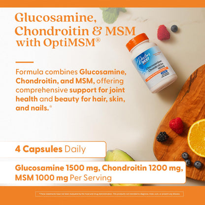 Doctor's BEST Glucosamine Chondroitin MSM - Joint Health Support Supplement for Women & Men, Nutritional Support for Joint Strength, Hair, Skin, & Nails, Gluten Free, Non GMO - 240 Capsules - PrimeBioHealth - canada supplements