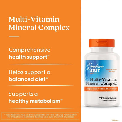 Doctors Best Multi-Vitamin Mineral Complex, Comprehensive Health Support, Non-GMO, Gluten Free, Vegan 90 Veggie Capsules - PrimeBioHealth - canada supplements