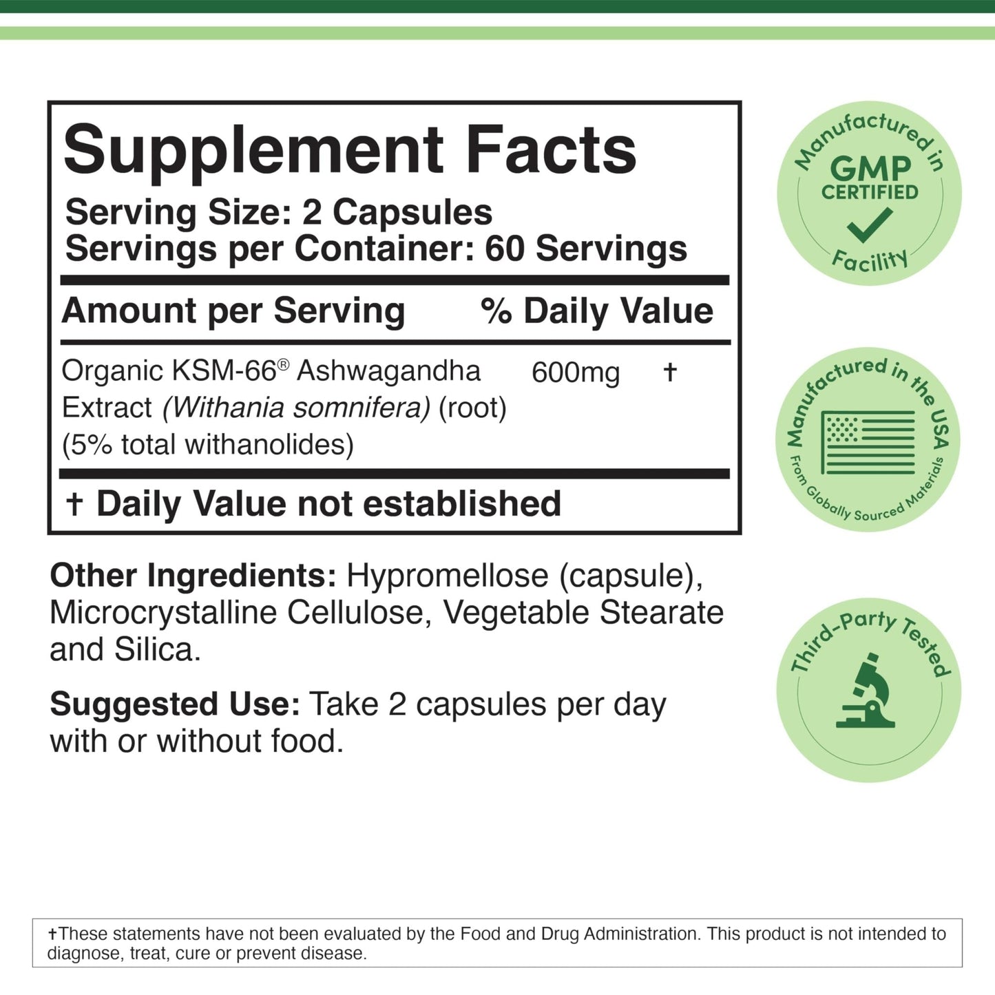 Double Wood Supplements Ashwagandha KSM 66 Organic and Clinically Studied Extract (600mg Per Serving, 120 Capsules, 60 Servings) - PrimeBioHealth - canada supplements