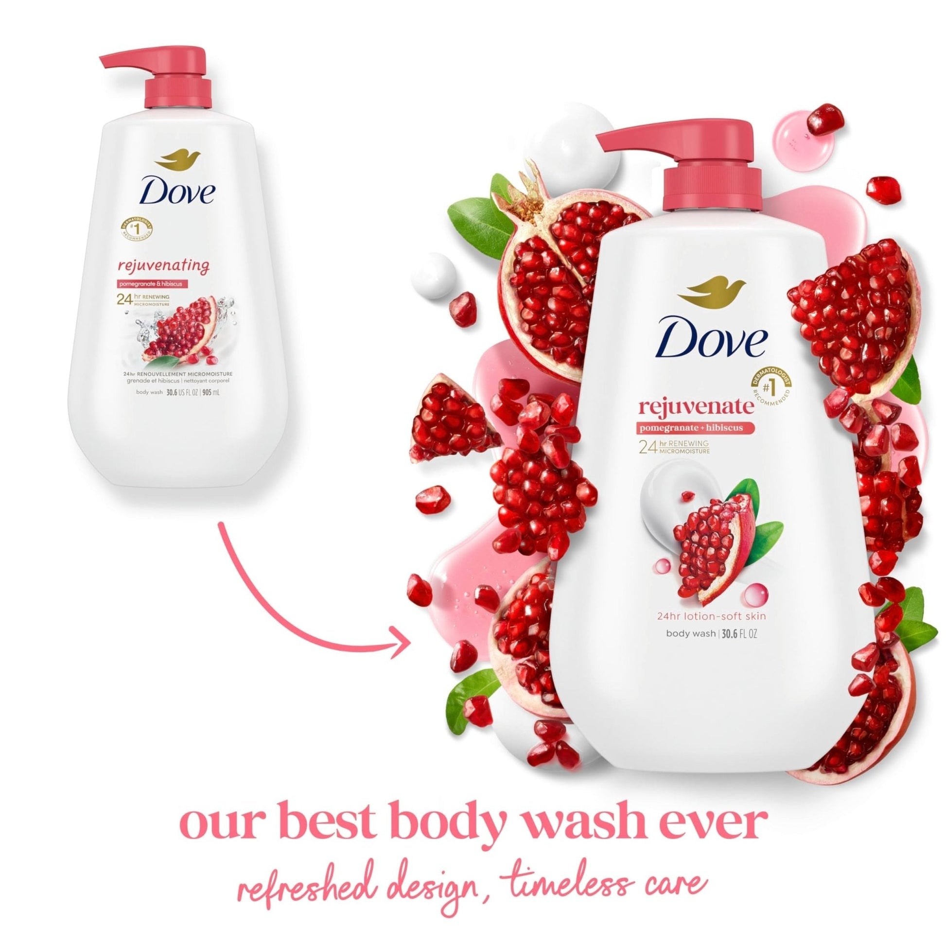 Dove Body Wash with Pump Rejuvenate Pomegranate & Hibiscus for 24hr Lotion-Soft Skin Moisturizing Skin Cleanser - PrimeBioHealth - canada supplements