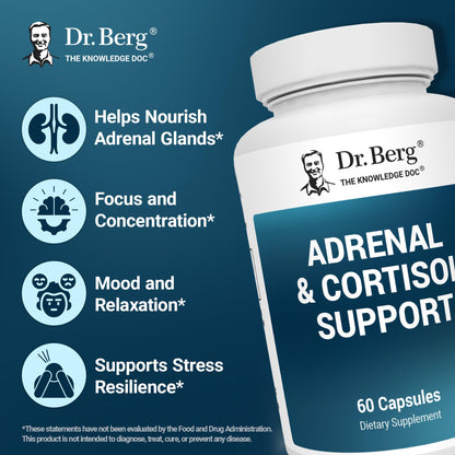 Dr. Berg Adrenal & Cortisol Capsules - Adrenal Supplement & Cortisol Manager - Mood, Focus, Relaxation and Stress Support - Adrenal Supplements with Ashwagandha Extracts - 60 Capsules - PrimeBioHealth - canada supplements