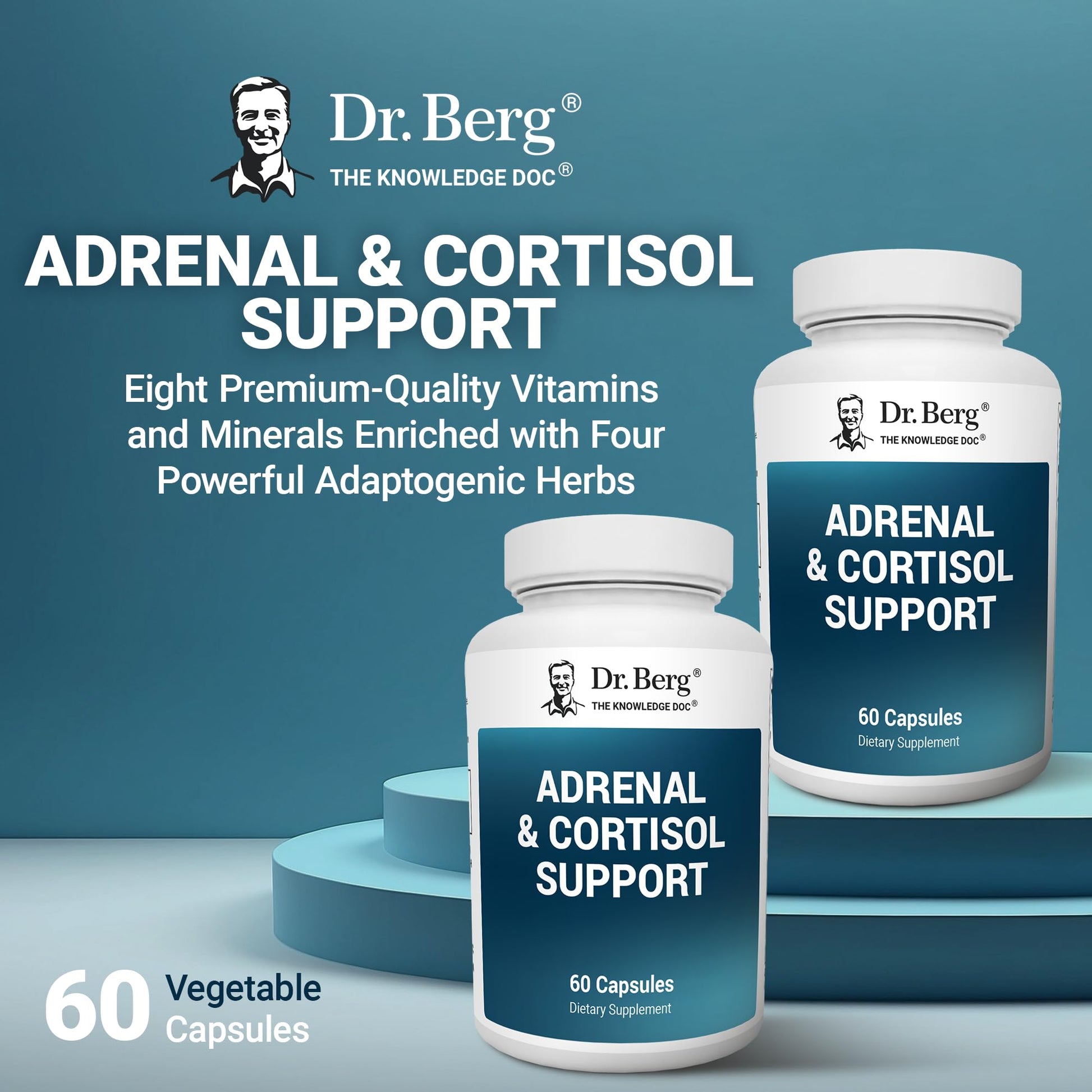 Dr. Berg Adrenal & Cortisol Capsules - Adrenal Supplement & Cortisol Manager - Mood, Focus, Relaxation and Stress Support - Adrenal Supplements with Ashwagandha Extracts - 60 Capsules - PrimeBioHealth - canada supplements