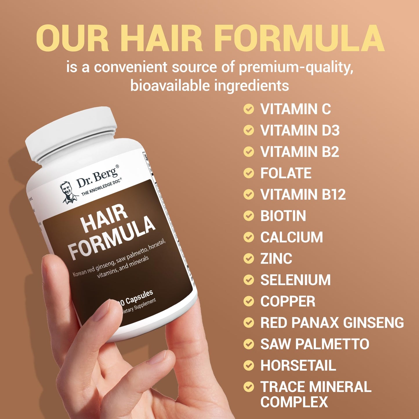 Dr. Berg All-in-One Vitamins for Hair, Skin, & Nails - Advanced Formula with Biotin, Saw Palmetto, DHT Blocker, & Trace Minerals - 90 Veg Capsules - PrimeBioHealth - canada supplements