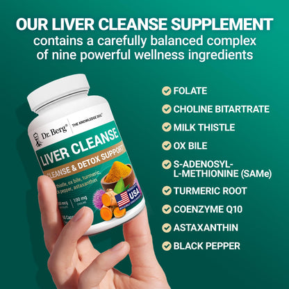 Dr. Berg Liver Cleanse Detox Capsules w/Unique Blend of Milk Thistle, Ox Bile & Folate - Liver Supplement Includes Turmeric, Black Pepper & Choline - 60 Capsules - PrimeBioHealth - canada supplements
