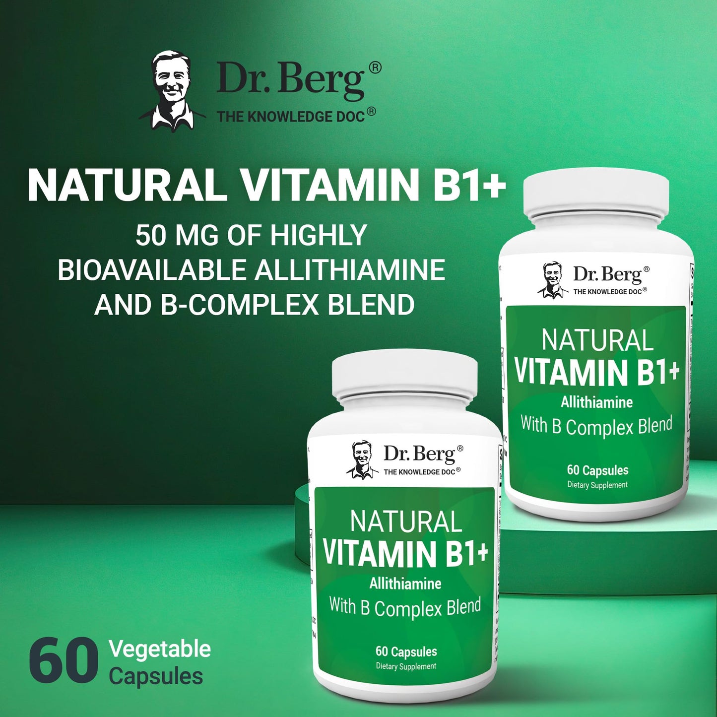 Dr. Berg Natural Vitamin B1 B6 B12 Complex - Allithiamine Vitamin B1 Supplement with 8 Essential Vitamin B Complex for Men & Women Including Thiamin - PrimeBioHealth - canada supplements