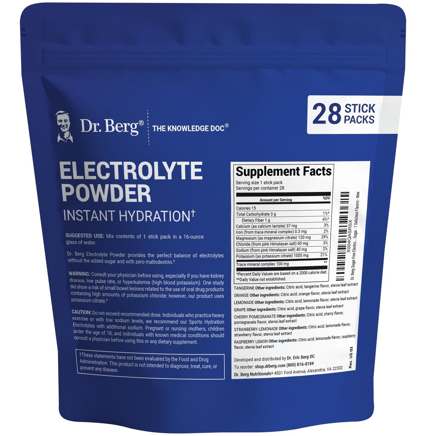 Dr. Berg Sugar Free Electrolyte Powder Packets (Variety Pack) - Daily Electrolyte Drink Mix - 28 Total Hydration Pouches Sugar Free - PrimeBioHealth - canada supplements