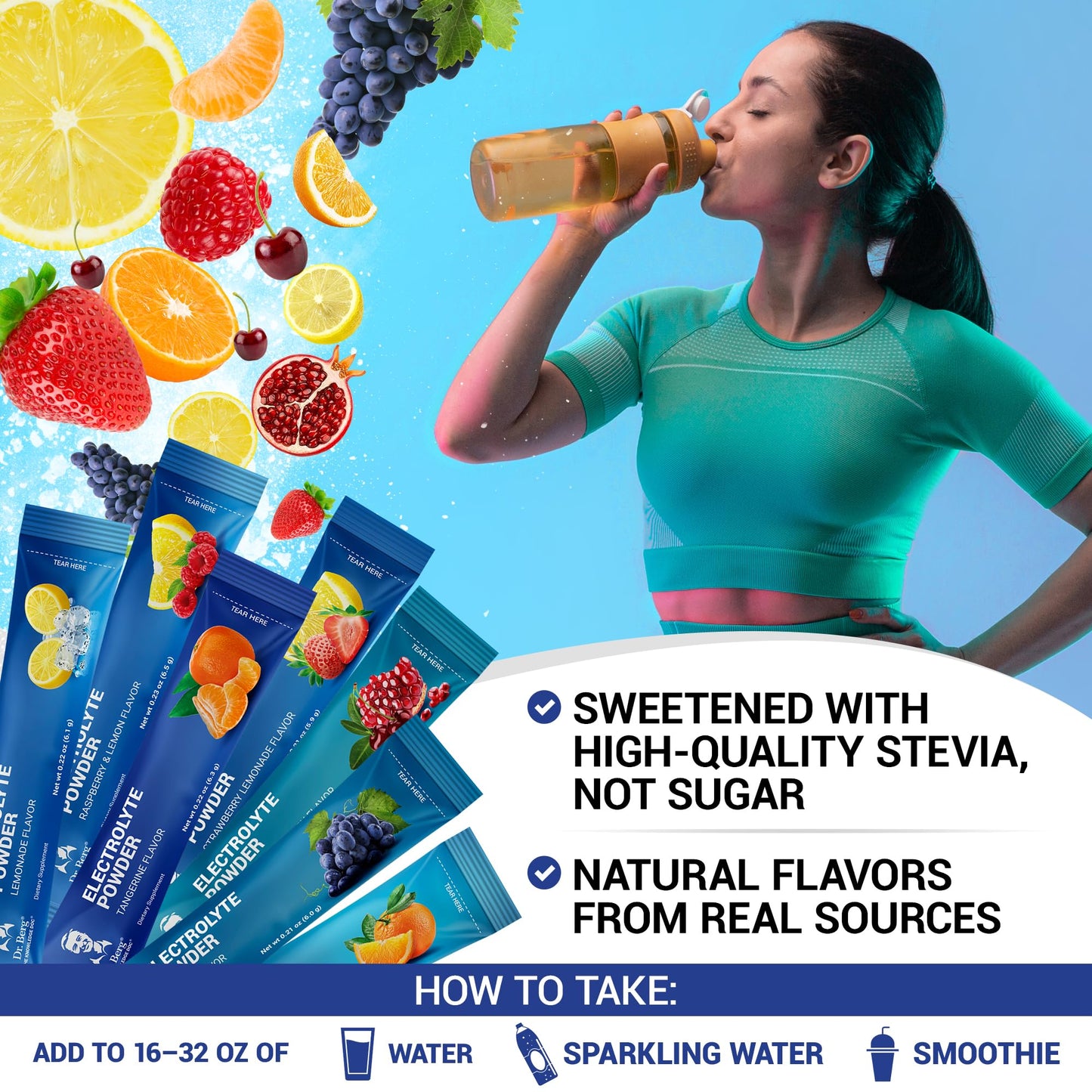 Dr. Berg Sugar Free Electrolyte Powder Packets (Variety Pack) - Daily Electrolyte Drink Mix - 28 Total Hydration Pouches Sugar Free - PrimeBioHealth - canada supplements