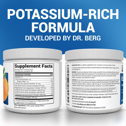 Dr. Berg Zero Sugar Hydration Keto Electrolyte Powder - Enhanced w/ 1000 mg of Potassium & Real Pink Himalayan Salt (NOT Table Salt) - Orange Flavor Hydration Drink Mix Supplement - 50 Servings - PrimeBioHealth - canada supplements