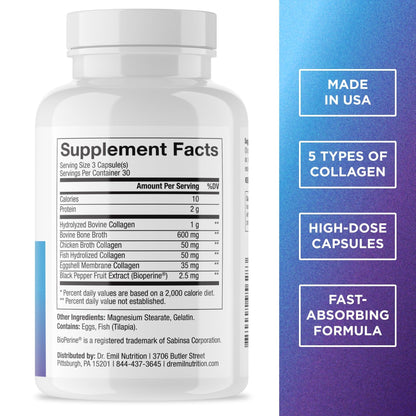 DR. EMIL NUTRITION Women's Multi Collagen Pills | Collagen Supplements | Support Hair, Skin, Nails & Joints | Hydrolyzed Collagen Supplements - PrimeBioHealth - canada supplements