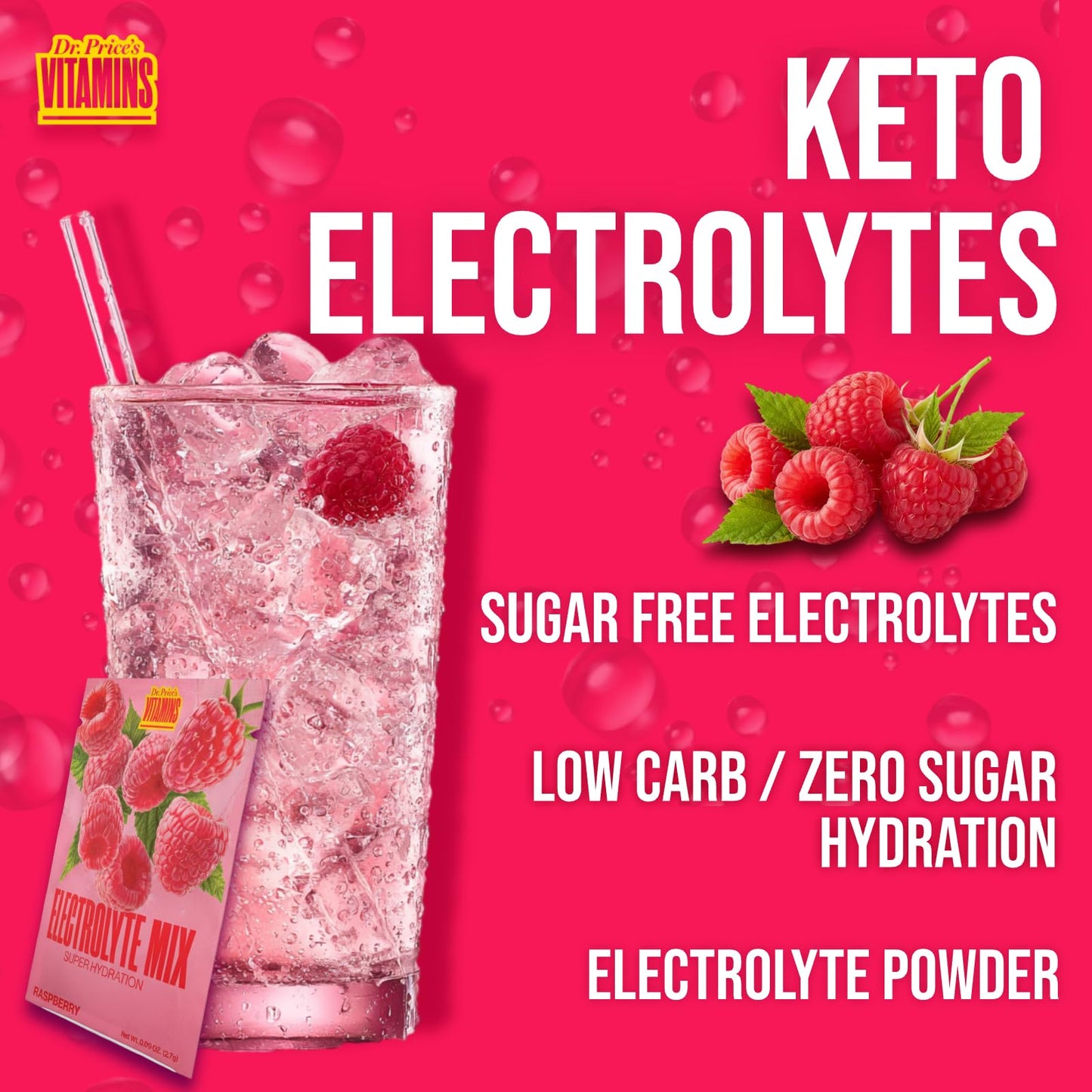 Dr. Price’s Electrolytes Hydration Powder Packets – Raspberry, 30 Packs | Sugar Free Electrolyte Drink Mix, 72+ Trace Minerals, Manganese | Keto Electrolytes, - PrimeBioHealth - canada supplements