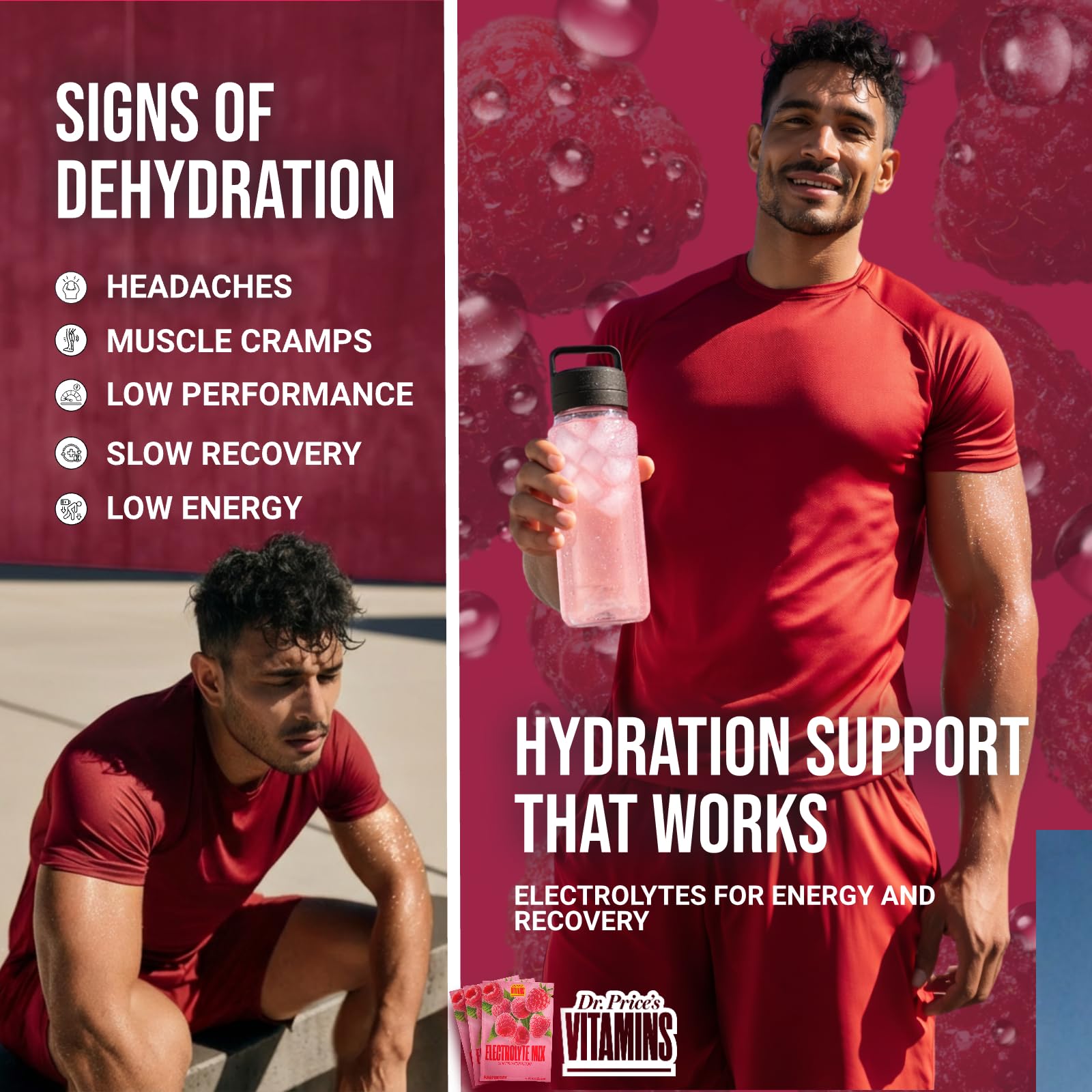 Dr. Price’s Electrolytes Hydration Powder Packets – Raspberry, 30 Packs | Sugar Free Electrolyte Drink Mix, 72+ Trace Minerals, Manganese | Keto Electrolytes, - PrimeBioHealth - canada supplements