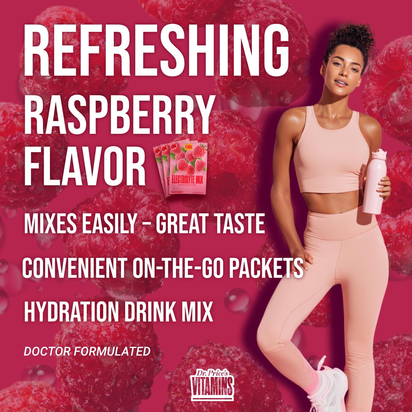 Dr. Price’s Electrolytes Hydration Powder Packets – Raspberry, 30 Packs | Sugar Free Electrolyte Drink Mix, 72+ Trace Minerals, Manganese | Keto Electrolytes, - PrimeBioHealth - canada supplements