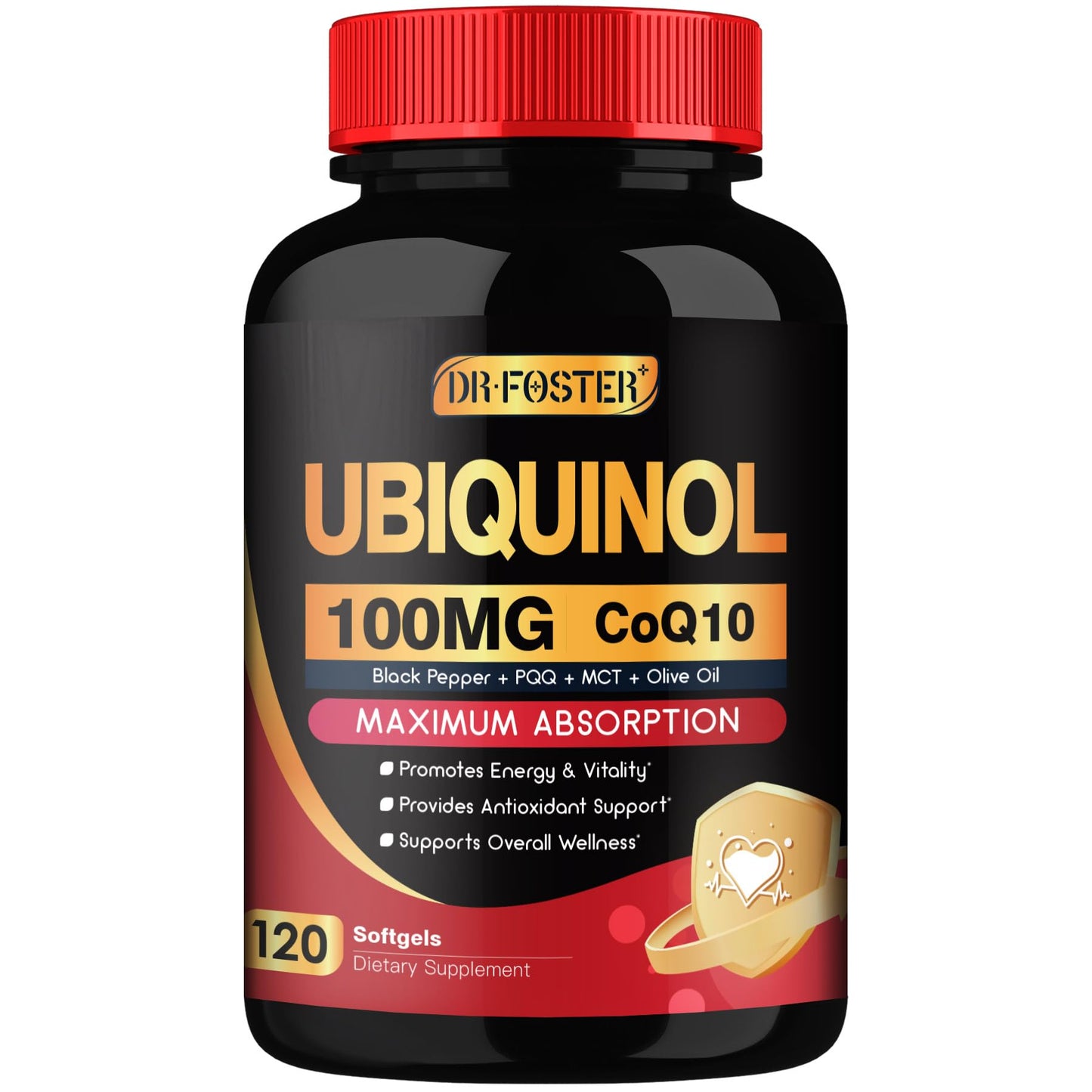 DRFOSTER CoQ10 100mg Ubiquinol - Coenzyme Q10 Co Q 10 Supplement Cq10 with PQQ & Vitamin E & Black Pepper - 120 Count - PrimeBioHealth - canada supplements