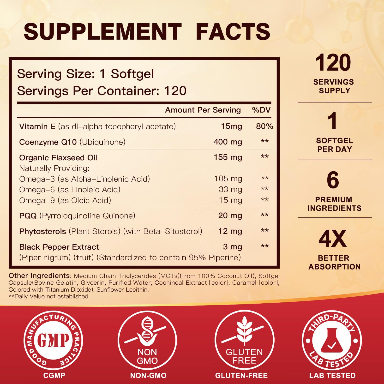 DRFOSTER CoQ10 400mg Softgels - High Absorption Coenzyme Q10 with PQQ, Omega 3-6-9, Plant Sterols & Vitamin E, MCT & Black Pepper - Heart, Brain & Energy Support - Gluten-Free, 120 Days Supply - PrimeBioHealth - canada supplements