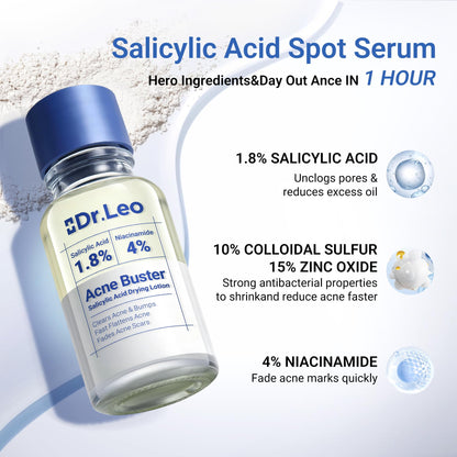 Dr.Leo 1.8% Salicylic Acid Spot Serum, Acne Treatment for Acne-Prone Sensitive Skin | Niacinamide, Fast Pimple Relief, Fades Acne Marks - PrimeBioHealth - canada supplements