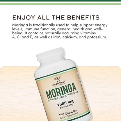 DWS Organic Moringa Capsules 1000mg - Pure Moringa Powder for Energy & Immune Support - Green Superfood Rich in Antioxidants - PrimeBioHealth - canada supplements