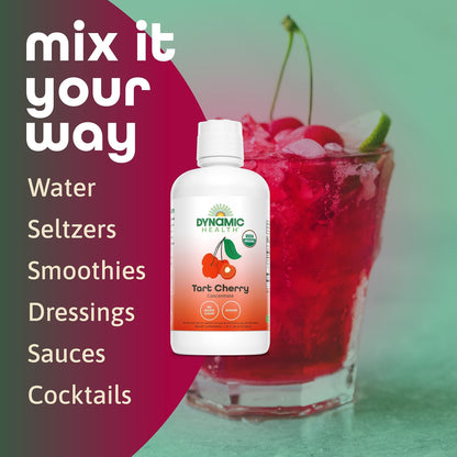 Dynamic Health Organic Tart Cherry Juice, Unsweetened 100% Juice Concentrate, Antioxidants Supplement, No Sweeteners or Additives, Vegan, Gluten Free, BPA Free (32oz) - PrimeBioHealth - canada supplements