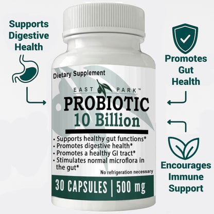 East Park Research d-Lenolate Probiotic Supplement | Probiotic 10 Billion CFUs Supports Gut & Digestive Health | Dietary Supplement Probiotics - PrimeBioHealth - canada supplements