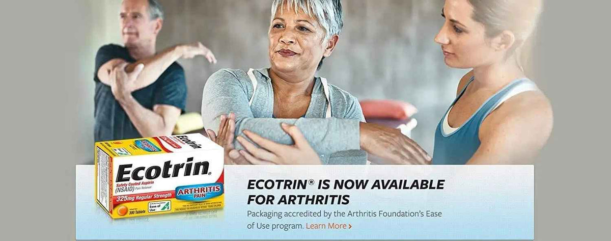 Ecotrin Regular Strength Safety Coated Aspirin | Arthritis Pain | 300 Tablets (2 Pack)