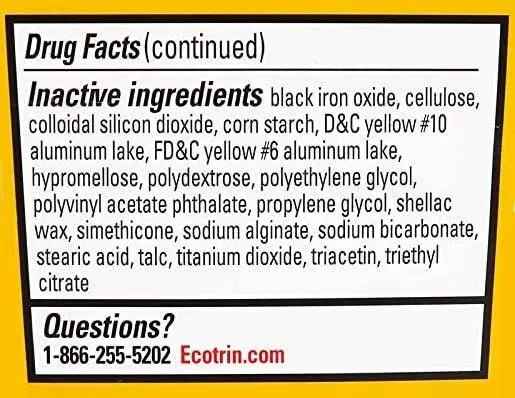 Ecotrin Safety Coated Aspirin Arthritis Pain Reliever Tablets, Regular Strength, NSAID 325 mg, 125 ct (Pack of 2)