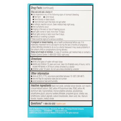 Ecotrin Safety Coated Aspirin Pain Reliever Tablets, Low Strength, NSAID 81mg, 365 ct (Pack of 2) - PrimeBioHealth - canada supplements