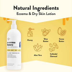 ECZEMA HONEY Oatmeal Body Lotion - Hand & Body Cream for Eczema Relief - Natural Dry Skin Repair (16 Oz) - PrimeBioHealth - canada supplements