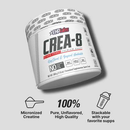 EHP Labs CREA-8 Micronized Creatine Monohydrate Powder - Unflavored Creatine Powder for Muscle Growth, Increased Strength, Enhanced Energy Output - PrimeBioHealth - canada supplements